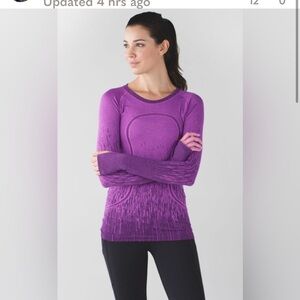 Lululemon Women's Swiftly tech Long Sleeve.   Heathered regal plum.   Sz 6. EUC
